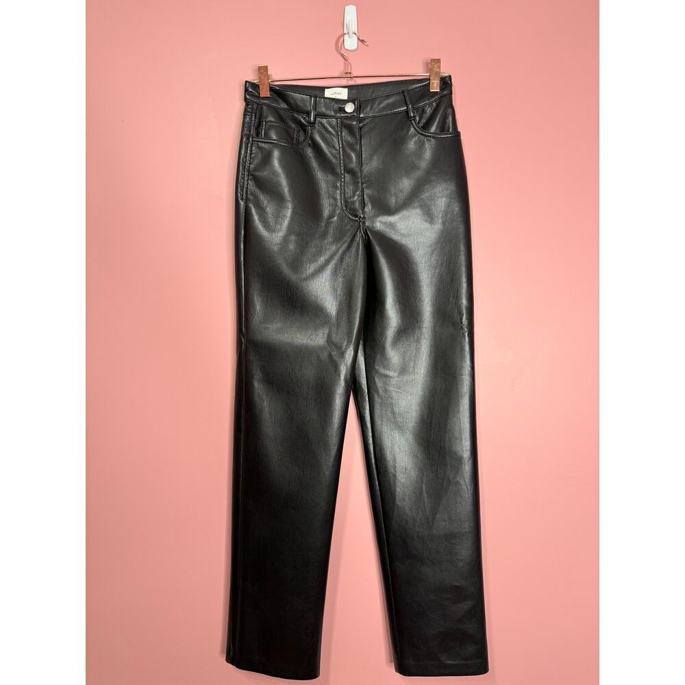 Wilfred Aritzia The Melina High-Waisted Vegan Leather Pant Black Size 6 Gothic - Picture 4 of 6